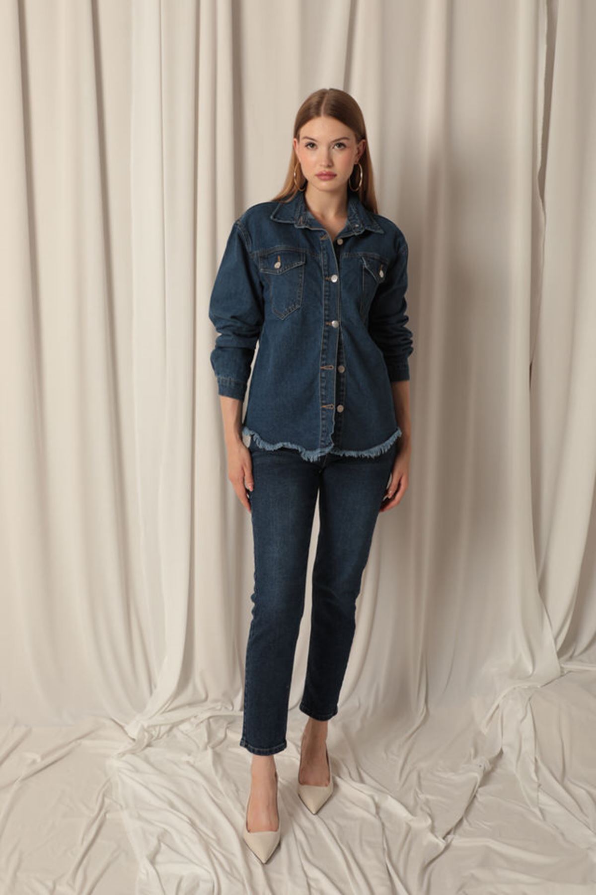 Denim%20Kumaş%20Cep%20Detay%20Püsküllü%20Kadın%20Mavi%20Kot%20Ceket