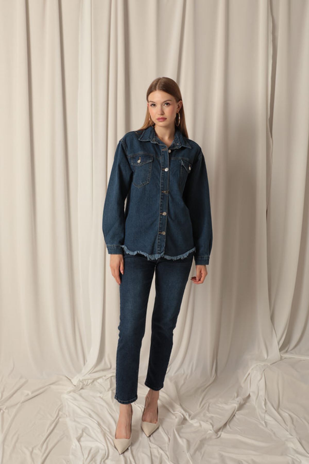 Denim%20Kumaş%20Cep%20Detay%20Püsküllü%20Kadın%20Mavi%20Kot%20Ceket