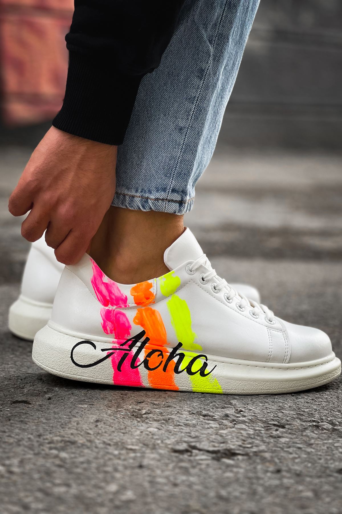 CH254%20CBT%20Pittura%20Erkek%20Ayakkabı%20501%20ALOHA%20SARI%20PEMBE%20BEYAZ