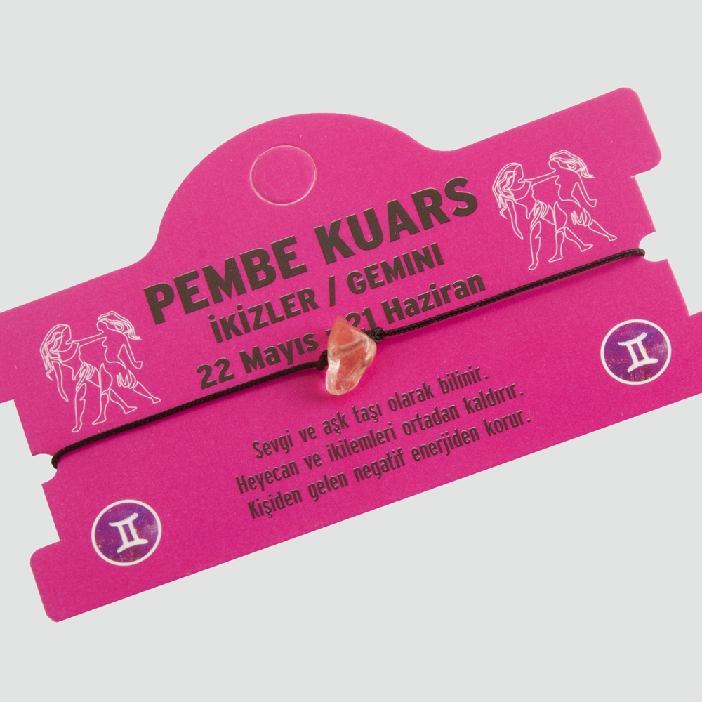 Pembe%20Kuars%20Doğal%20Taşlı%20İkizler%20Burç%20Bileklik%20-%20DL0101