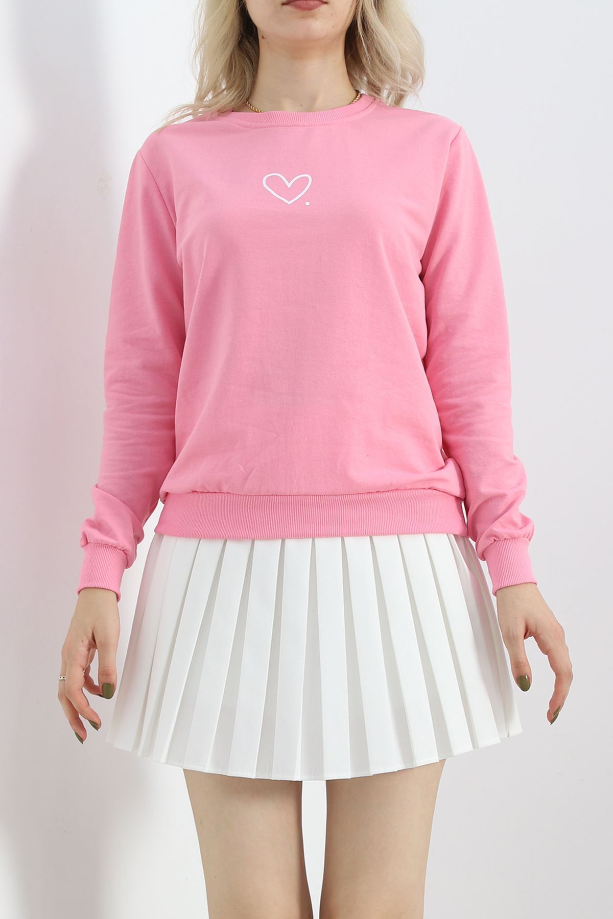 Bisiklet%20Yaka%20Baskılı%20Sweat%20Pembe%20-%2012394.102.