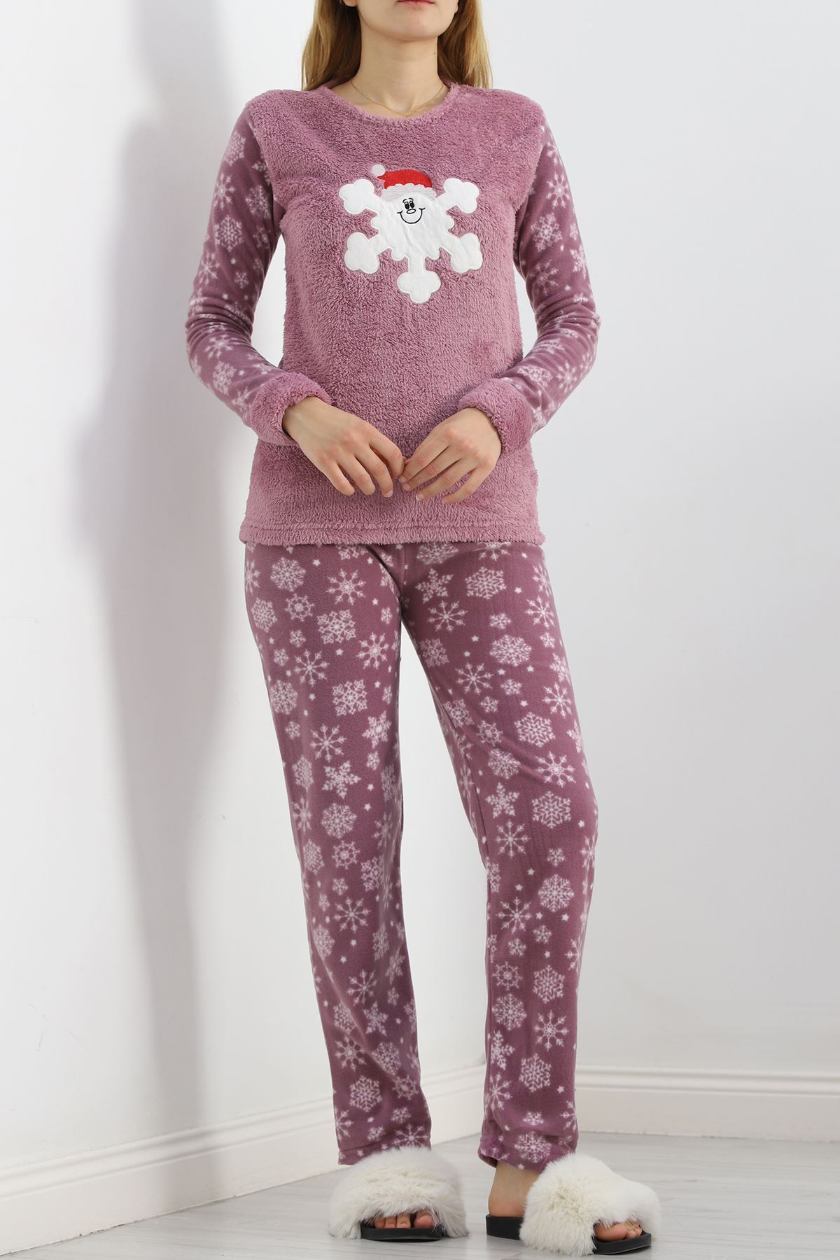 Peluş%20Polar%20Pijama%20Takımı%20Lilabeyaz%20-%2019178.1050.