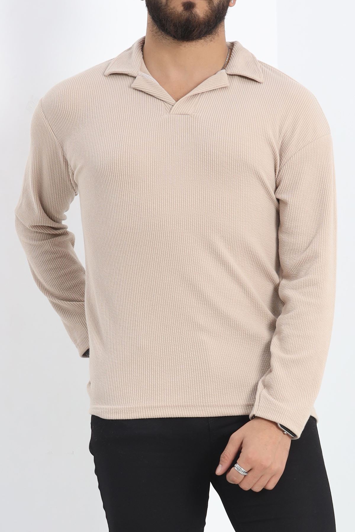 Polo%20Yaka%20Uzun%20Kol%20Erkek%20Sweatshirt%20Taş%20-%2020127.1874.