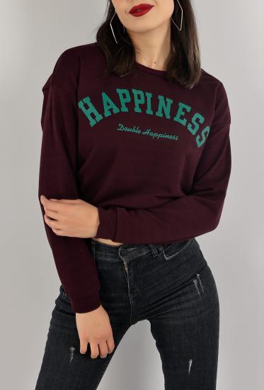 Baskılı Crop Sweat Mor - 0135.158.