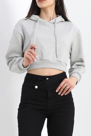 Şardonlu Owersize Crop Sweat Gri1 - 21391.200.