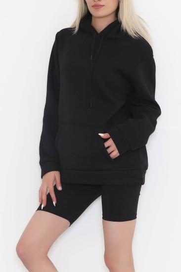 Kanguru Cep Oversize Sweat Siyah - 3080.275.