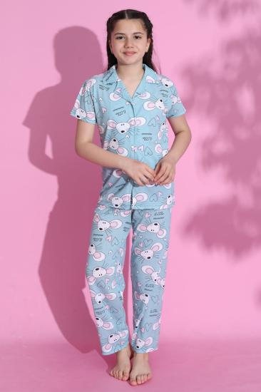 4-13 Yaş Çocuk Pijama Takımı Açıkmavi - 403.1287.